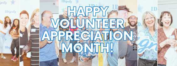 A small photo collage of volunteers with the words "Happy Volunteer Appreciation Month" over top of them